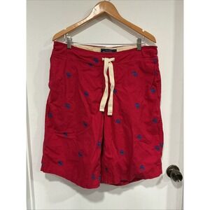 Abercrombie & Fitch Embroidered Moose Shorts, Red, Medium, Cotton, Vintage, Y2K